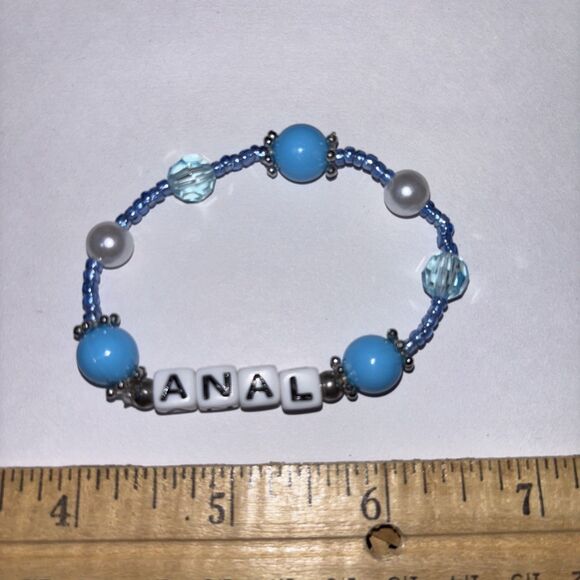 Multicolor “an*l” Bracelet Adult Humor Beaded Handmade Naughty Accessories - Picture 2 of 3
